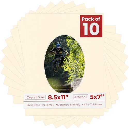 Miniatura 31 de Tapete de 8.5 x 11 pulgadas con corte biselado para fotos de 5 x 7 pulgadas, diseño ovalado, color azul bebé, sin ácidos, mate para proteger tus