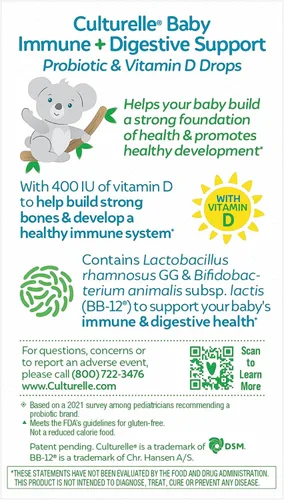 Miniatura 2 de Culturelle Gotas probióticas para bebés + vitamina D, apoyo para la salud inmune y digestiva para bebés, bebés y recién nacidos de 0 a 12 meses