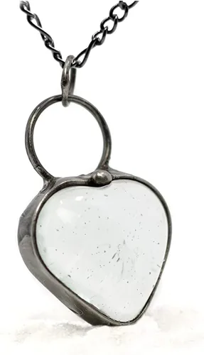 Handmade Glass Chunky Heart Necklace