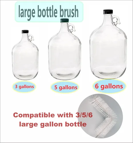 Miniatura 3 de Cepillo Carboy, 2 piezas de cepillos de nailon de 30 pulgadas y cepillos de acero inoxidable con mango extendido para botellas de agua de 3, 5, 6