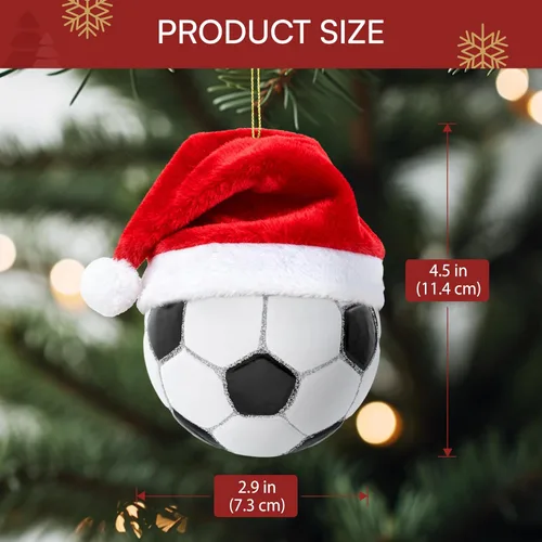 Miniatura 3 de Joiedomi Adorno pequeño de cristal de fútbol de Navidad, adornos de bola deportiva, mini decoración de fútbol soplado para colgar del árbol