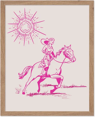Miniatura 44 de Poster Master Póster retro de vaquera rosa con texto en inglés "Raise Hell", diseño de pared occidental, regalo para hombres y mujeres, decoración