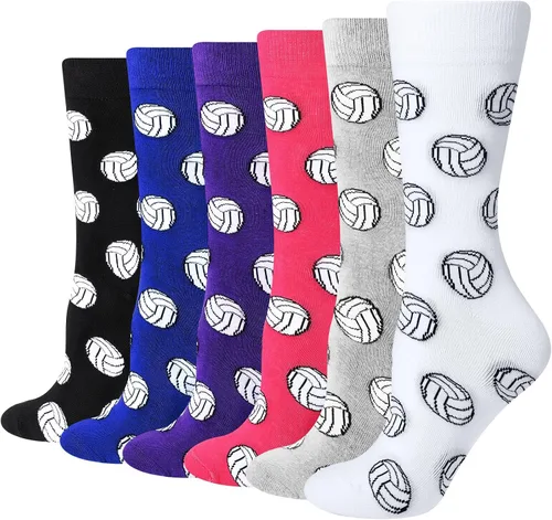 6 pares de calcetines de voleibol para hombre, divertidos calcetines deportivos para amantes del voleibol de fútbol, regalo para mujeres, correr