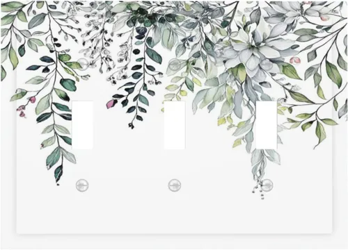 Miniatura 144 de Cubierta decorativa para interruptor de luz, diseño de pájaros y flores florales en blanco y negro, 2 bandas, cubierta decorativa para pared, placa