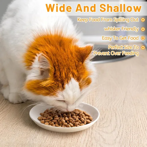 Miniatura 2 de Cuencos de cerámica para gatos, aptos para bigotes, platos de comida antivómitos para gatos de interior, platos seguros e higiénicos para gatos