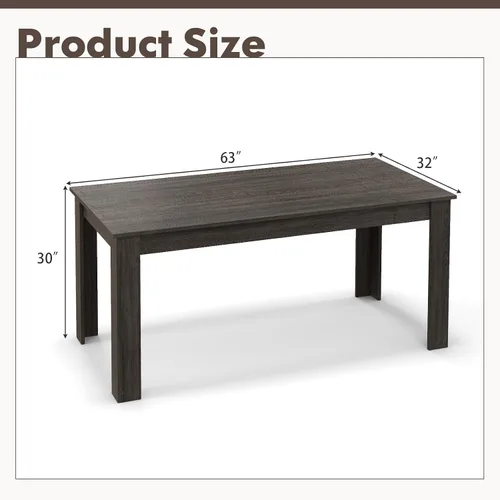 Miniatura 3 de GOFLAME Mesa de comedor para 4 a 6 personas, mesa de cocina moderna de 63 pulgadas con patas en forma de L, capacidad de peso de 330 libras, mesa