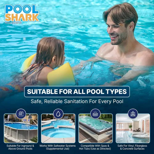 Miniatura 6 de Tabletas de cloro para piscina Pool Shark - Tabletas de cloro de 3 pulgadas - Tabletas de cloro activo al 90% de disolución lenta - Productos