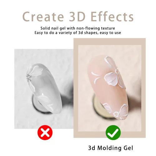 Miniatura 2 de Gel Sólido 3D para Esculpir Uñas para Arte de Uñas, Gel de Arte de Uñas 3D Multifuncional 3D para Moldeado de Uñas para Salón en Casa DIY (Blanco)