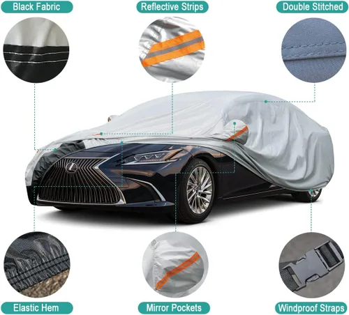 Miniatura 3 de GUNHYI - Funda para auto de 6 capas con ajuste personalizado para Mercedes-Benz Clase S S250 S300 S350 S400 S450 S550 S560 S600 (1972-2025)