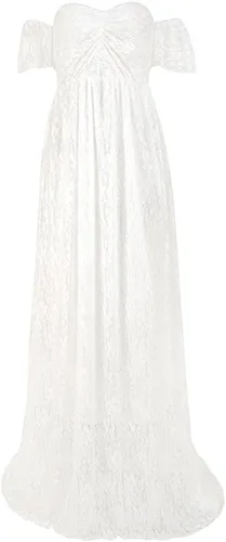 Miniatura 3 de Vestido de maternidad para mujer, con encaje, fotografía, vestido de embarazada, con volantes, largo, para sesión de fotos