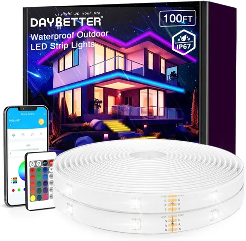 Miniatura 10 de DAYBETTER Tira de luces LED de 16.4 pies que cambian de color impermeable con control remoto