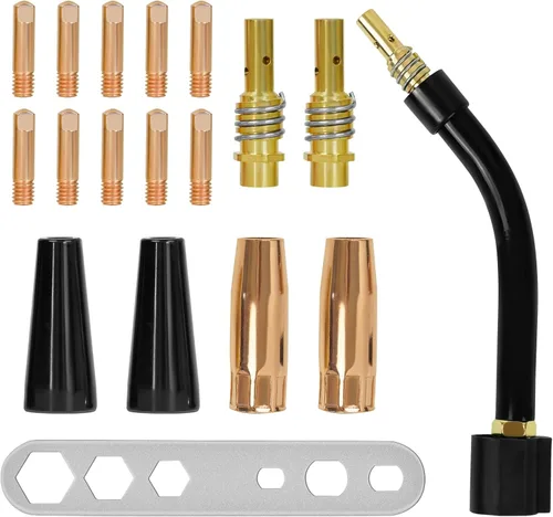 Miniatura 8 de SSimder 20 piezas 14AK MIG Kit de pistola de soldadura 0.039 pulgadas 0.039 in Mig puntas de contacto de soldadura difusor boquilla MIG pistola
