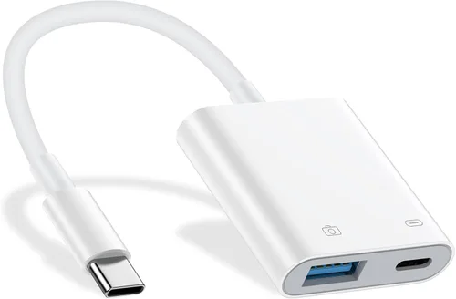 Cable USB C a USB OTG y adaptador de cargador para iPhone 17 Pro Max 16e 16 15 Samsung Galaxy S26 S25 S24 S23 S22 USB C OTG Splitter Adaptador de