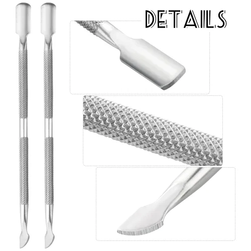 Miniatura 3 de 8 piezas de empujador de cutículas de uñas de acero inoxidable, removedor de cutículas de doble extremo, herramienta de pedicura de uñas, pelador