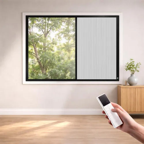 Miniatura 19 de Zshine Persianas celulares motorizadas sin cordones con panal de abeja, persianas opacas de tela para ventana de tragaluz (93021A blanco hueso)
