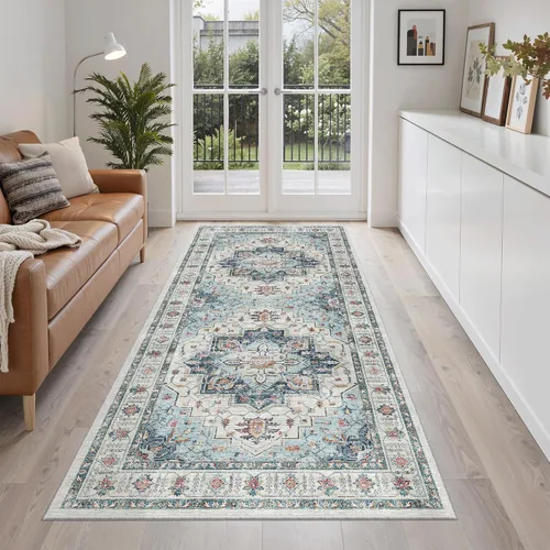 Miniatura 37 de Madane Tapete lavable de 2 x 10 pies para pasillo, cocina, recibidor, clásico, suave, antideslizante para interiores, casa de campo, baño, sala