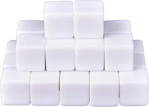 Miniatura 3 de 48 dados blancos en blanco de 0.630 in para juegos de mesa, bricolaje, diversión y enseñanza
