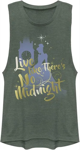 Disney Princess No Midnight Festival Musculo para mujer, Disney Princess - Musculo, diseño de fiesta sin, M, Verde pino jaspeado