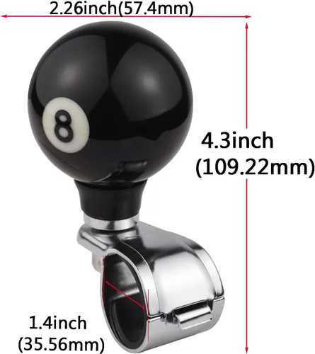 Miniatura 2 de Abfer Manija eléctrica giratoria 8 bolas suicida perilla asistencia de conducción para la mayoría de automóviles, camiones, tractores, barcos, Negro