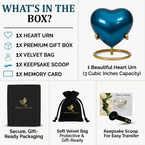 Miniatura 2 de Urnas pequeñas para cenizas humanas, urna de recuerdo para cenizas, conmemorativa de urna de corazón pequeño con soporte, un hermoso homenaje
