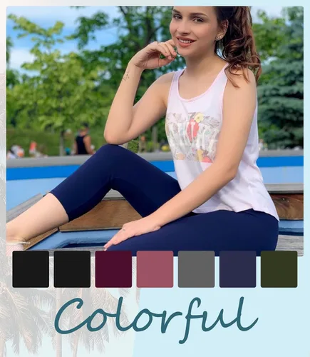 Miniatura 3 de YOLIX Paquete de 7 leggings capri para mujer, cintura alta, color negro, suave, pantalones de yoga para entrenamiento