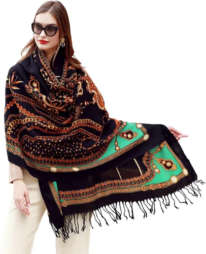 Miniatura 306 de DANA XU Manta de pashmina extragrande 100% de lana merina, bufanda de viaje, bufanda de cachemira para mujer, otoño e invierno, chal de gran