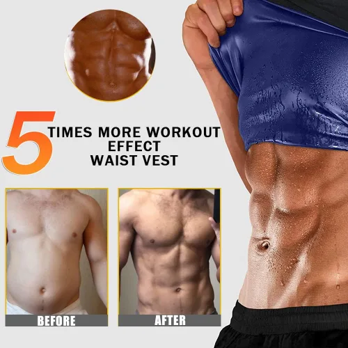 Miniatura 5 de BXVX Traje de sauna, chaleco de entrenamiento de cintura para hombre, camiseta sin mangas para entrenamiento de sudor