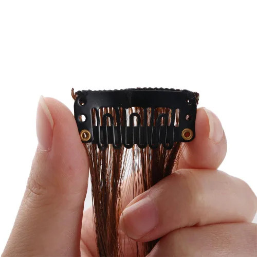 Miniatura 7 de Vctitil Flequillo de pelo falso para mujer, fleco lateral natural, fleco lateral largo, ondulado, rizado, clip en fleco lateral frontal (negro)