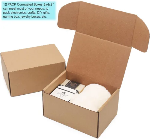 Miniatura 4 de Paquete de 10 cajas de envío pequeñas de 6 x 4 x 3 pulgadas, cajas de cartón corrugado pequeñas reciclables para envíos, cajas de embalaje