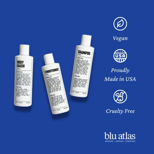 Miniatura 5 de Blu Atlas Champú natural para hombre – Orgánico, sin sulfatos ni parabenos – Limpieza profunda e hidratante – Aroma de cedro Santal – Hecho