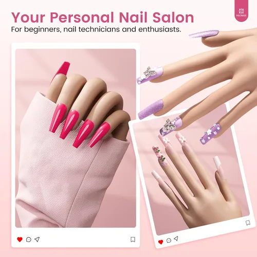 Miniatura 7 de Mano de práctica para uñas acrílicas Kit: Mano de silicona para práctica de uñas con kit de uñas para principiantes - Mano falsa flexible