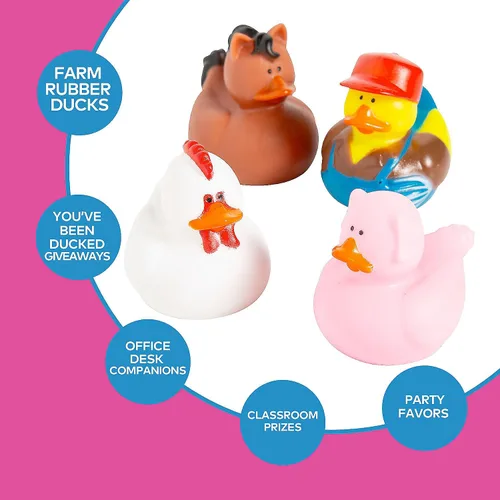 Miniatura 3 de Patos de goma de granja, patos, 12 piezas, fiestas de cumpleaños, suministros para cofres del tesoro