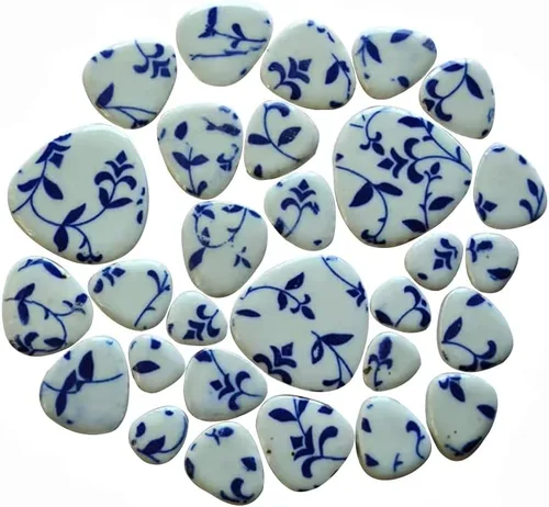 Miniatura 12 de Azulejos de mosaico de cerámica de 1 libra, color aleatorio, tamaño mixto, forma ovalada, piezas de cerámica de mosaico para manualidades