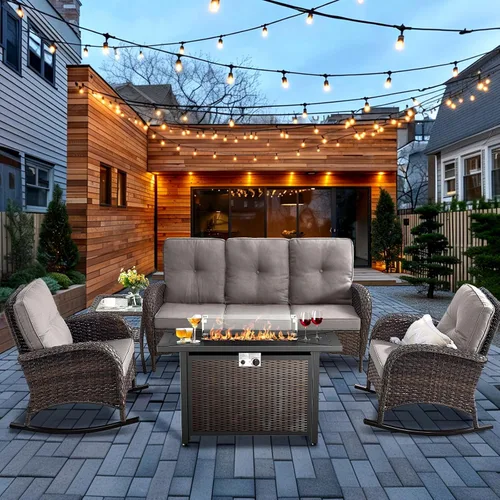 Miniatura 40 de HUMMUH Juego de 2 sillas de mimbre para exteriores, sillas de comedor con respaldo alto y asiento profundo para jardín, porche, patio trasero