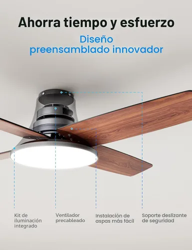 Miniatura 6 de DREO Ventilador de techo, ventilador de techo de perfil bajo de 44 pulgadas con luz y control remoto, LED de 5CCT, 6 niveles regulables, motor Negro