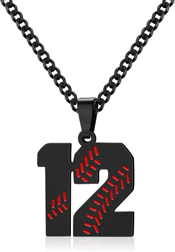 Miniatura 99 de Btysun Collares de béisbol de béisbol número 0-99 dijes de acero inoxidable para hombres, regalos de béisbol, papá, marido, regalo de Navidad