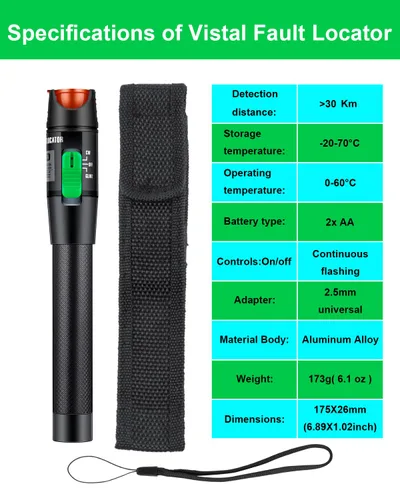 Miniatura 4 de Kit de terminación de fibra - Localizador visual de fallas de 18.6 mi, kit de herramientas de fibra óptica FTTH para ingeniería CATV, cuchilla