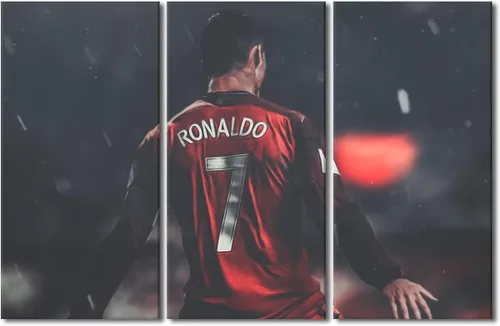 Miniatura 23 de TISHIRON CR7 - Póster de Cristiano Ronaldo de 3 piezas, lienzo para pared, cuadros de superestrella de fútbol, arte de pared grande envuelto