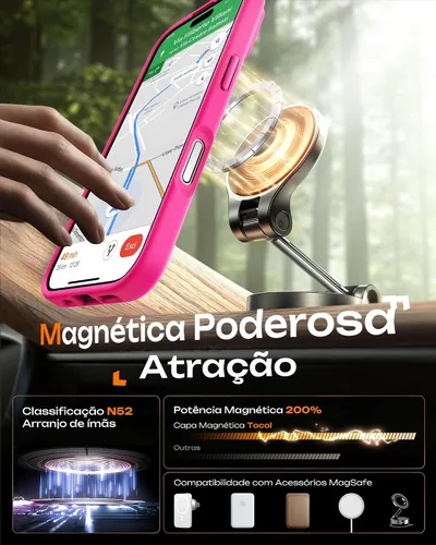 Miniatura 53 de TOCOL Funda para iPhone 11, compatible con Magsafe, protección completa de cámara, imanes integrados, protección contra caídas, funda translúcida