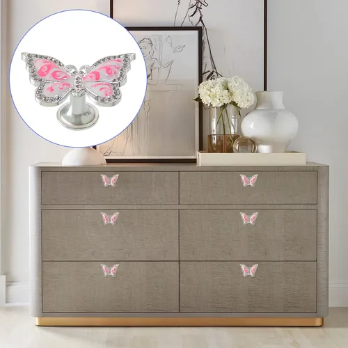 Miniatura 4 de Pomos de mariposa para gabinete, 6 pomos de mariposa de un solo agujero, tiradores decorativos para puerta, gabinete, cajón, armario, muebles