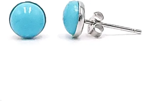 Miniatura 83 de Pendientes naturales de 0.236 in con chapado en oro blanco sobre plata de ley, bisel cabujón de piedras preciosas regalo de joyería para ella