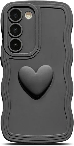 Miniatura 42 de Funda para Samsung Galaxy S22 para mujer, linda funda Kawaii 3D Love Heart color sólido rizado ondulado lente de cámara cubierta a prueba de golpes