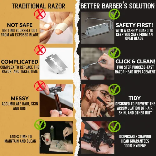 Miniatura 2 de Maquinillas de afeitar profesionales de borde recto para hombres, kit de afeitado desechable de alta calidad para afeitar el cabello/barba, kit