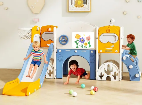 Miniatura 10 de Juego de tobogán 11 en 1 para niños pequeños, patio de juegos interior para niños de 1 a 3 años y niños pequeños, juego al aire libre con juego