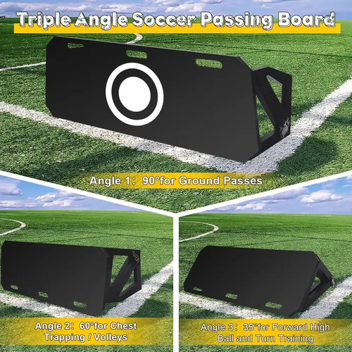 Miniatura 2 de Mejora de tablero de rebote de fútbol de 3 ángulos, pared de fútbol portátil para adultos y niños, equipo de entrenamiento de fútbol plegable