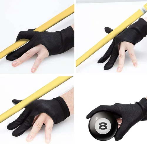 Miniatura 4 de Guantes de Billar 2 Piezas Guantes de Billar de Tres Dedos Universales para Taco Guantes Deportivos Transpirables Elásticos para Mujeres u Hombres