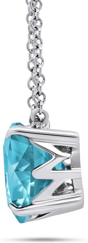 Miniatura 2 de Nicole Miller Collar de piedra natal de 3 quilates de corte cojín para mujer, collares con colgante de plata de ley 925, cadena ajustable de 18