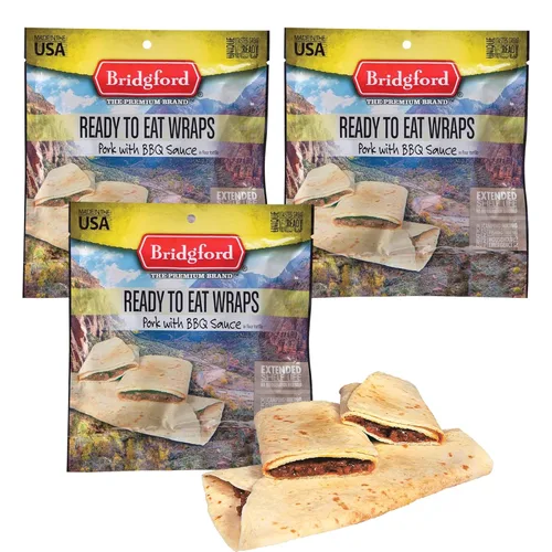 Bridgford Cerdo BBQ – Alimento de supervivencia de alto contenido proteico estable en un embalaje conveniente – Paquete de 3 – Alimentos de camping