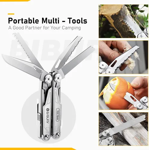 Miniatura 4 de BIBURY Multitools BI2043 - Alicates portátiles multiherramienta plegables con resorte con tijeras, abrelatas y destornillador, herramientas EDC