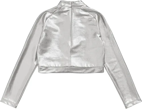 Miniatura 4 de Camiseta deportiva de manga larga para niñas pequeñas y grandes, con cuello alto falso, para ballet, gimnasia, yoga, animadoras, bailar